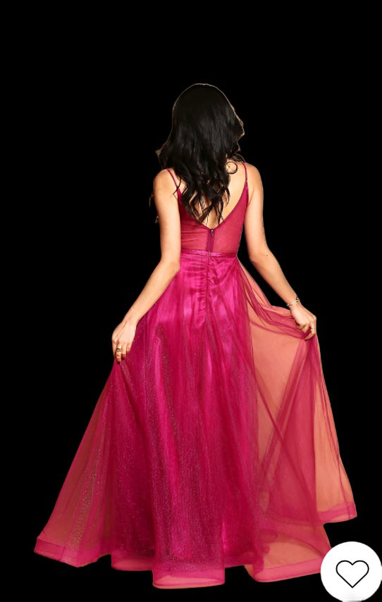 Fuchsia  tulle and Lace dress