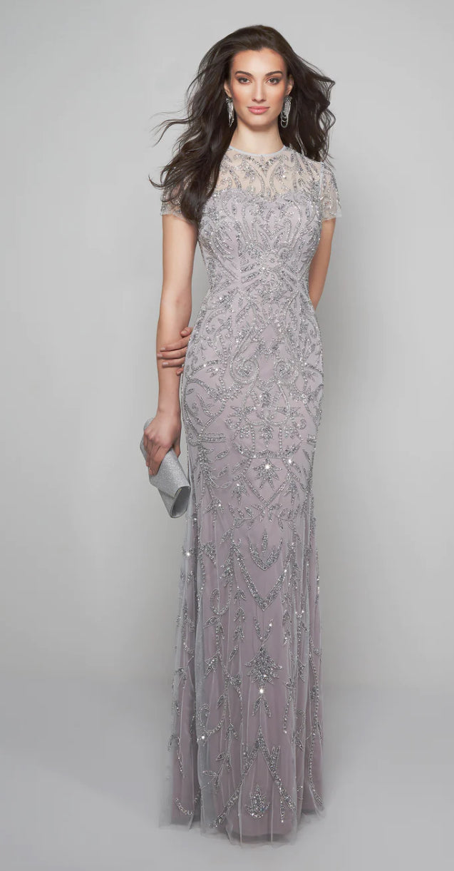 Long, Illusion Neckline, Straight Mother of the Bride and Groom dress