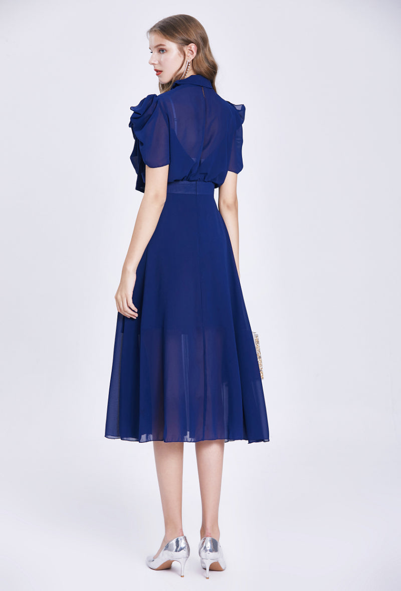 Pleated dress Navy blue