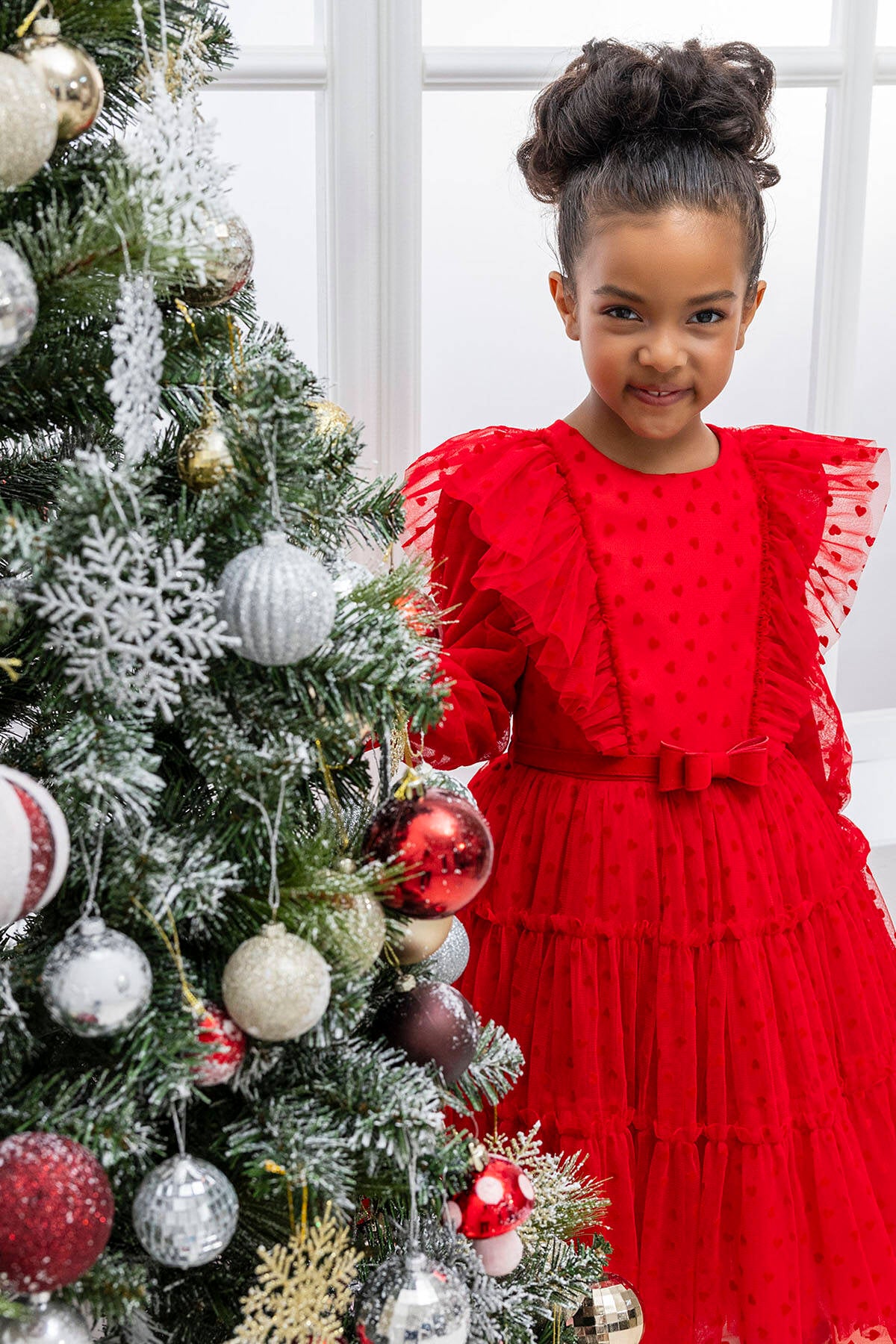 Georgia, Red Heart-Shaped Girls Dress