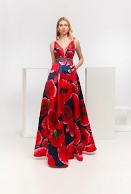 Red and Blue long ball Gown