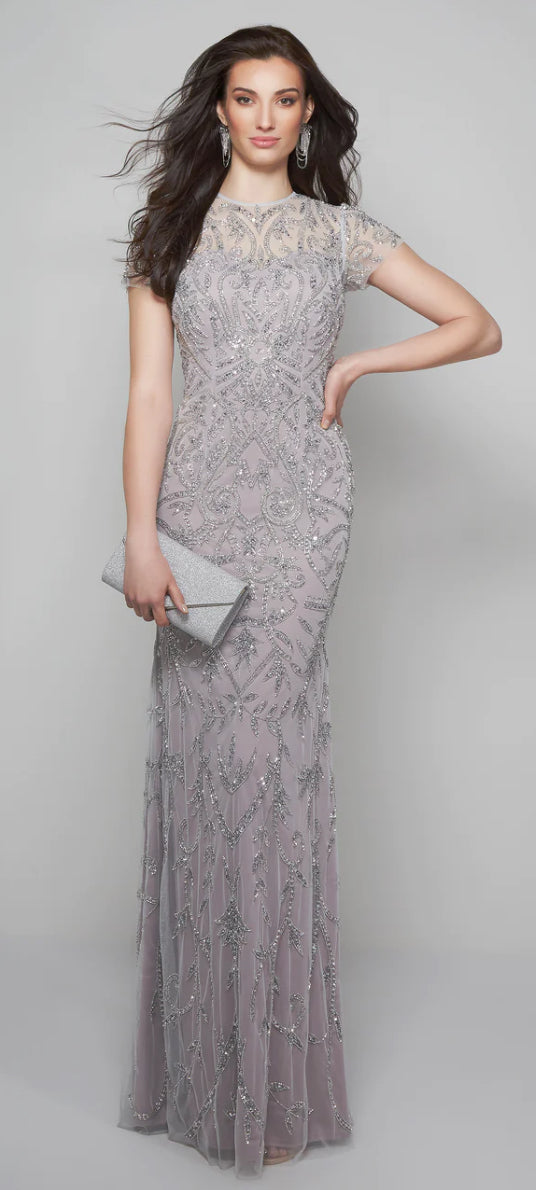 Long, Illusion Neckline, Straight Mother of the Bride and Groom dress