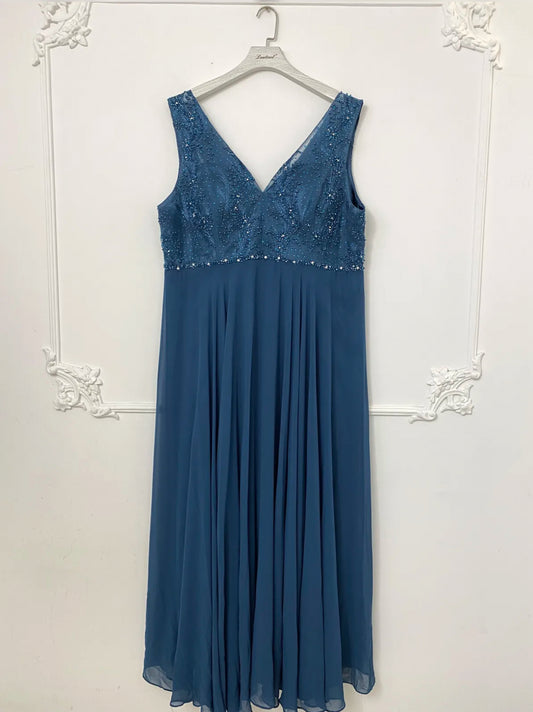 Big Size Petrol Blue long evening Dress