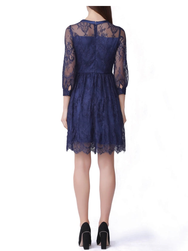 Lace skater dress with sweetheart neckline