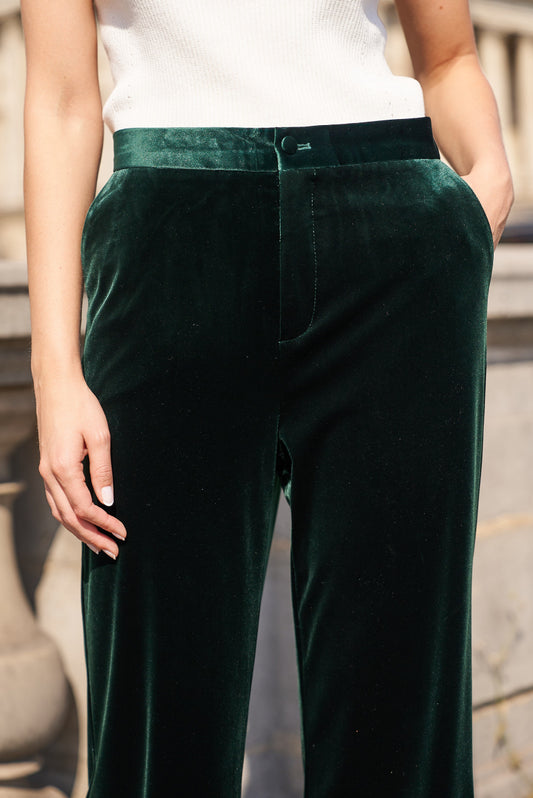 High waist Straight cut Velvet trousers