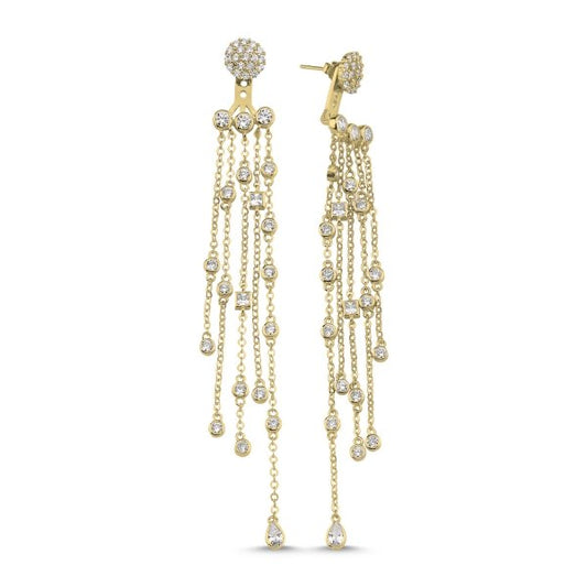 925 Sterling Silver,  Gold plated long earrings