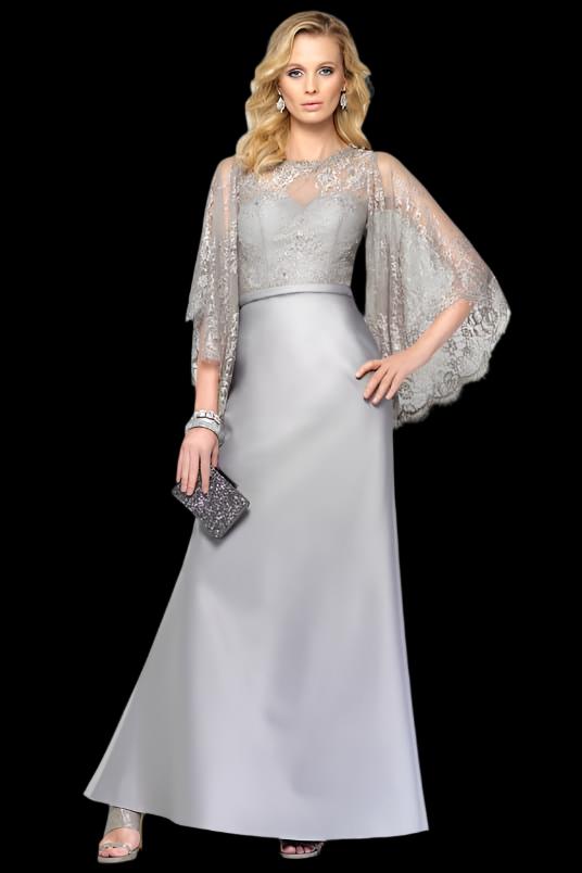 French Lace Silver Mother of the wedding dress