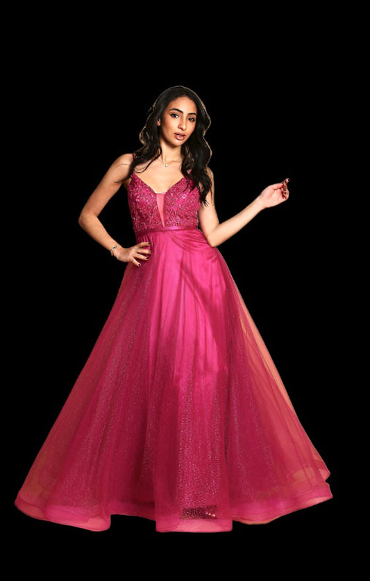 Fuchsia  tulle and Lace dress