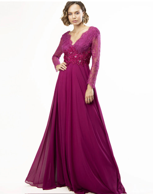 Taliane, Fuchsia  long evening dress