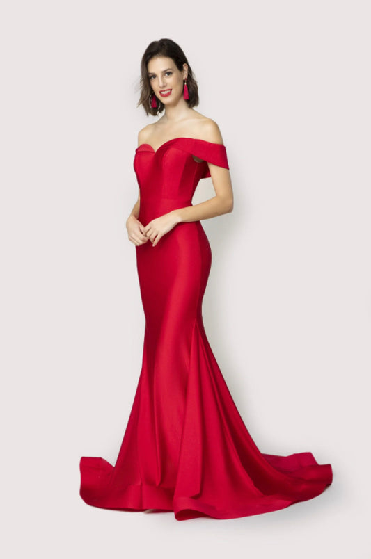 Rubie  Red Fishtail Evening Dress