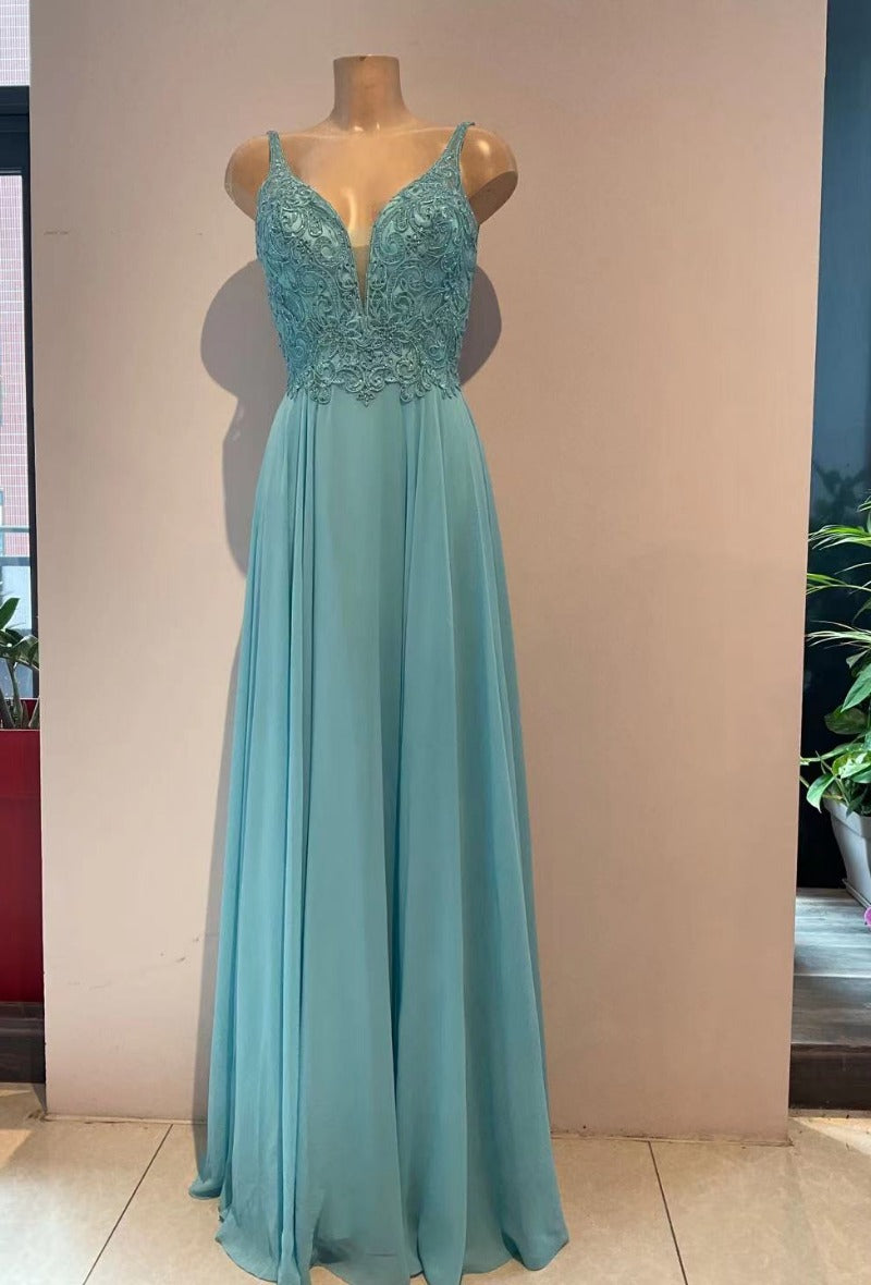 Abigail  , Turquoise long evening dress