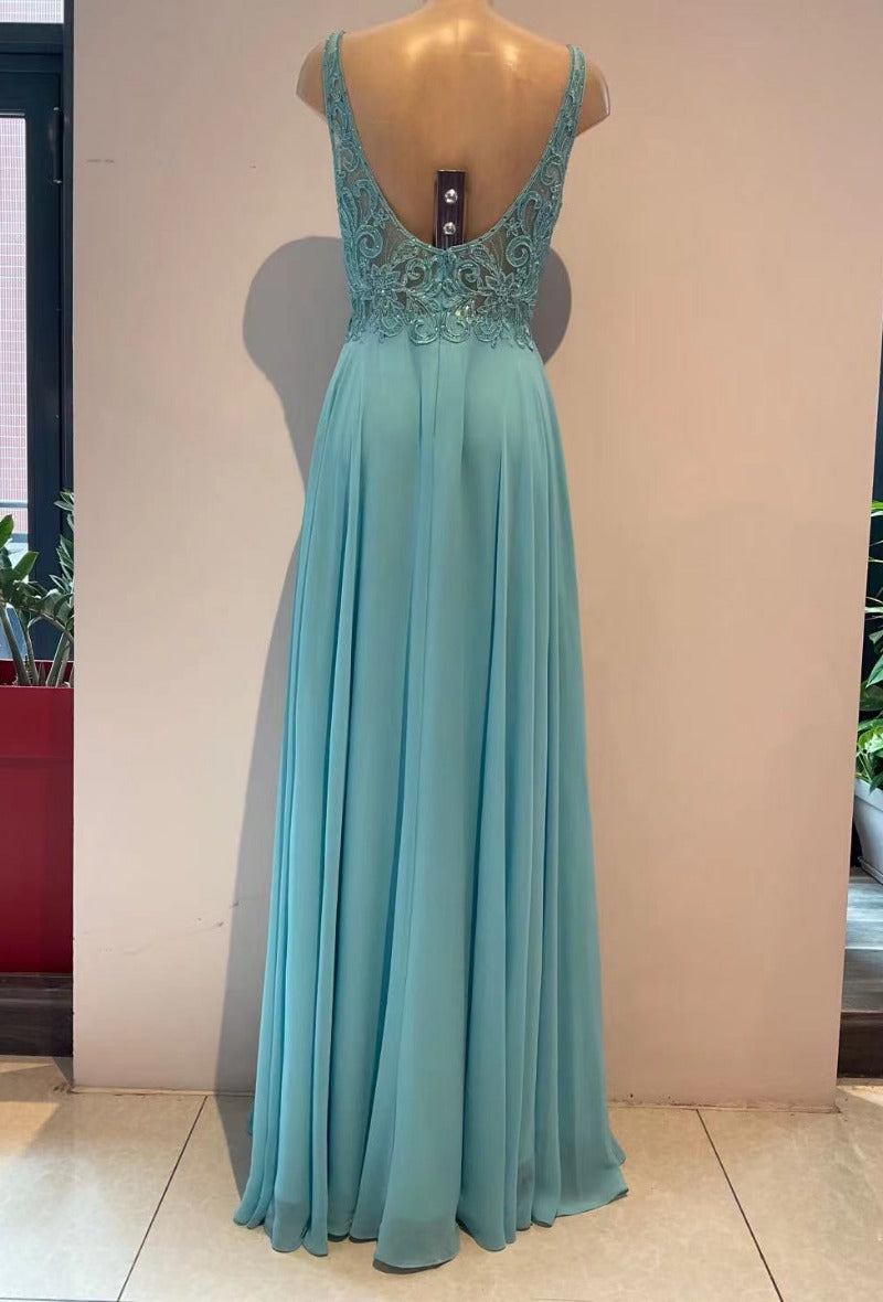 Abigail  , Turquoise long evening dress