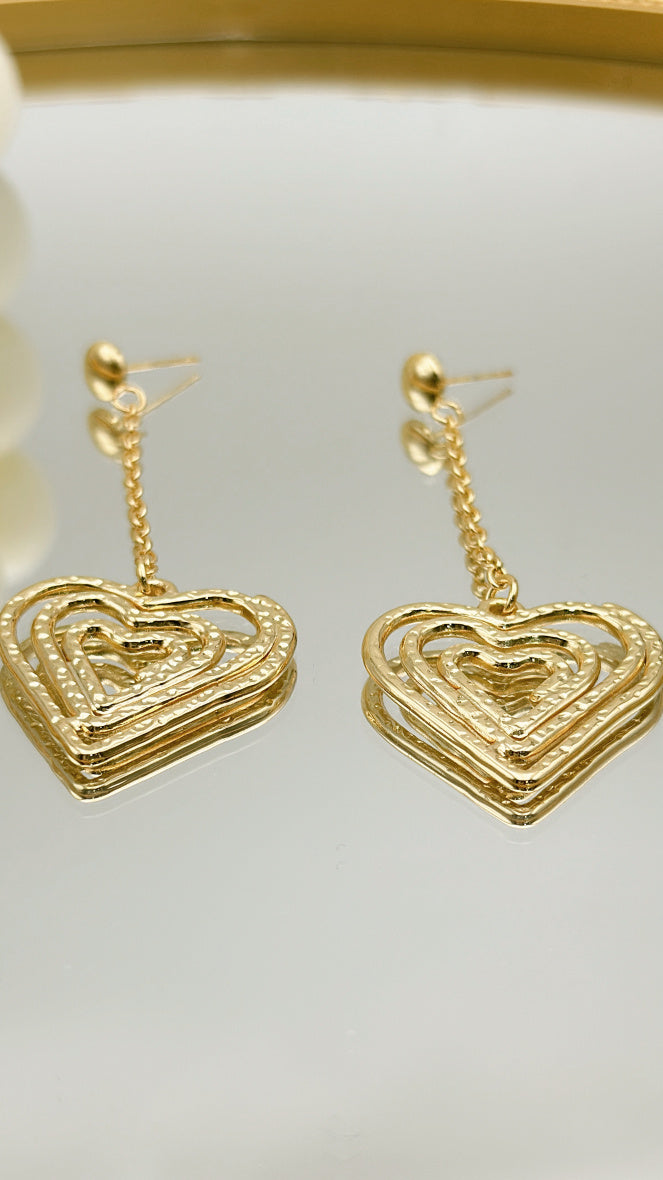 Long Heart Drop Earrings