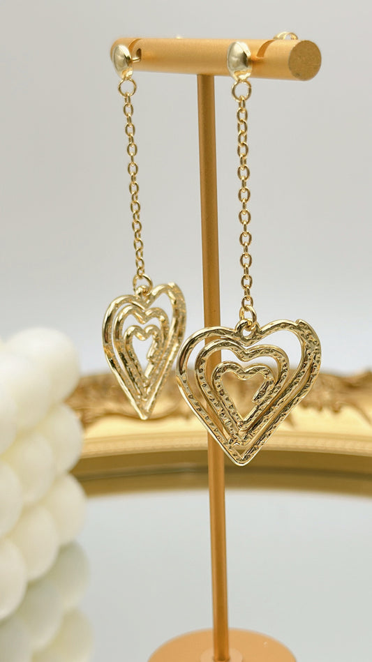 Long Heart Drop Earrings