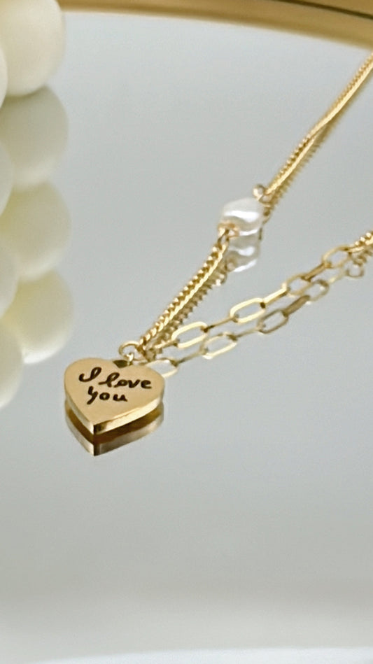 I Love You A heart pendant necklace