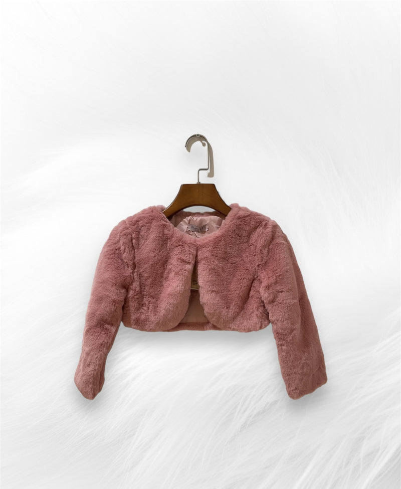 Girls Fur Jacket Ivory