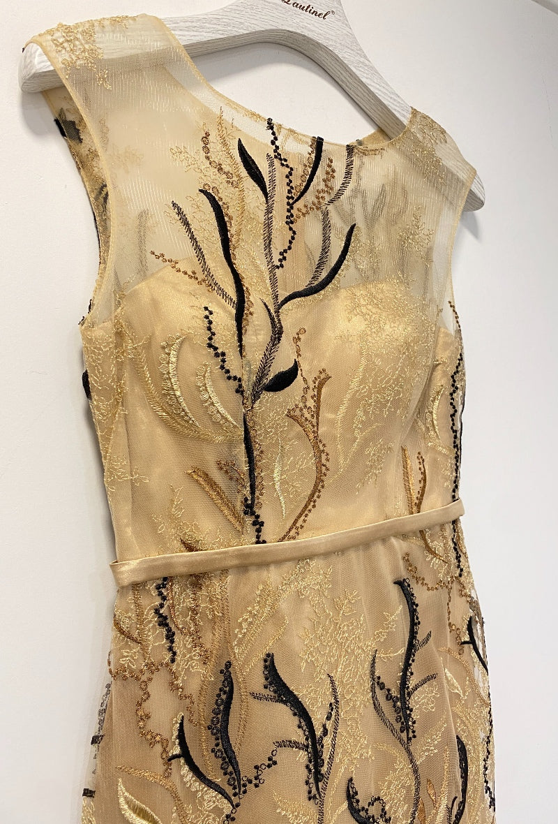 Black and gold Embroidered cocktail dress