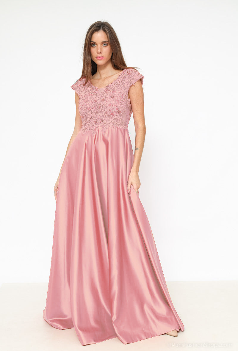 Berenice Satin and lace Bridesmaid dress