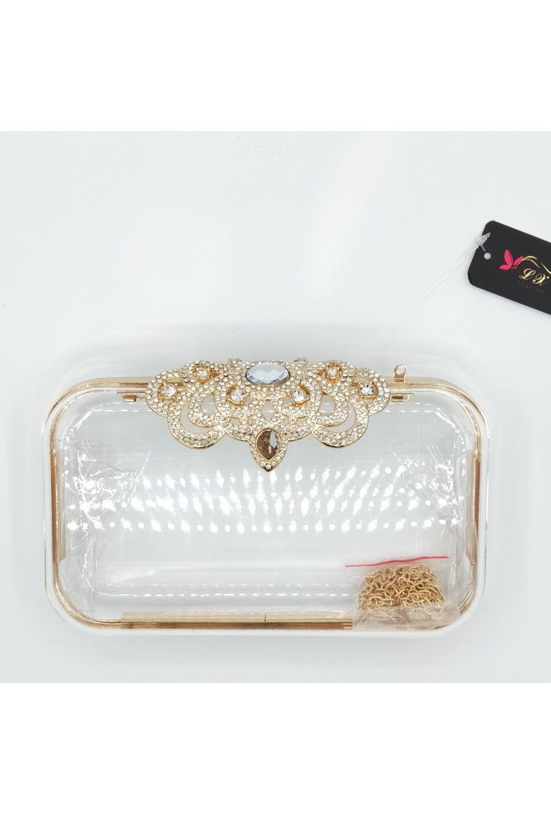 Transparent  & Gold Clutch bag