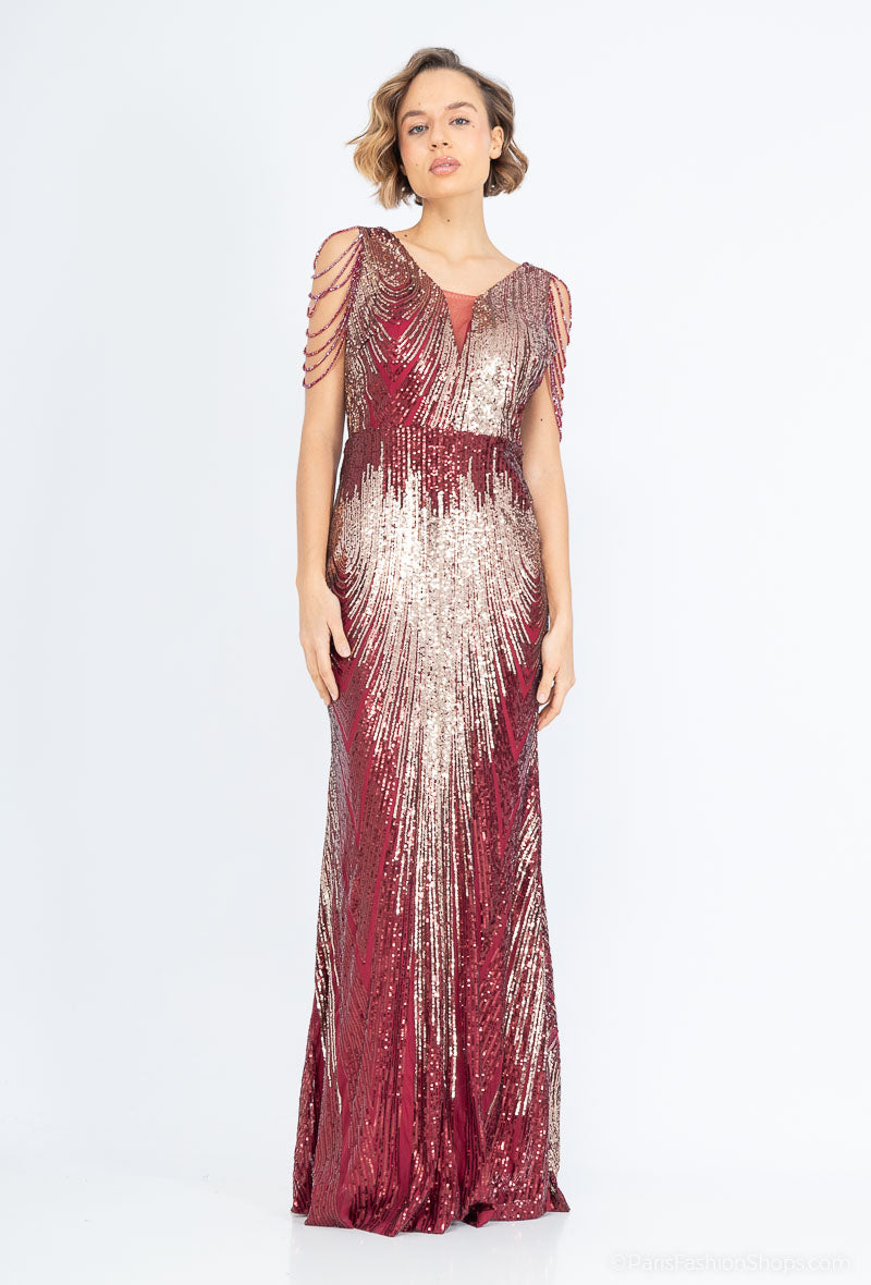 Long sequined evening dress