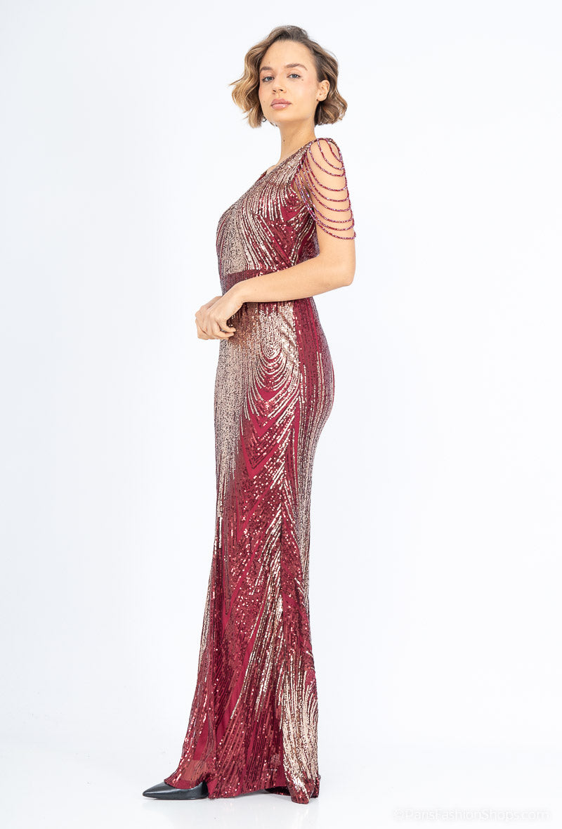 Long sequined evening dress