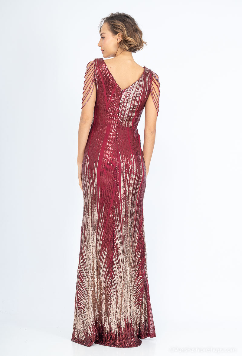 Long sequined evening dress