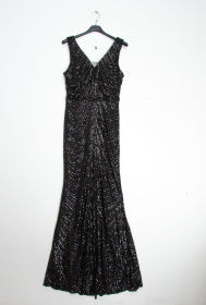 Sexy  Black stretch sequin fit and flare dress