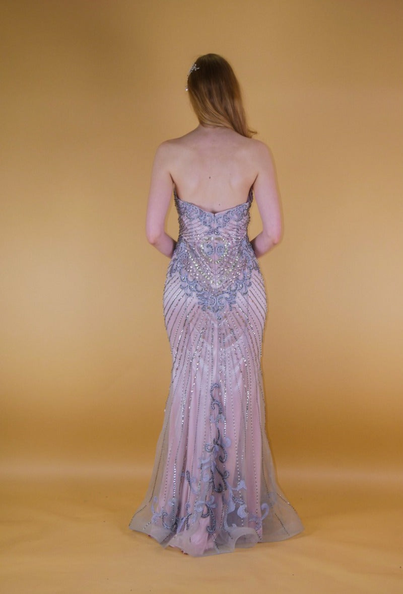 Fully Beaded long Strapless  Dress