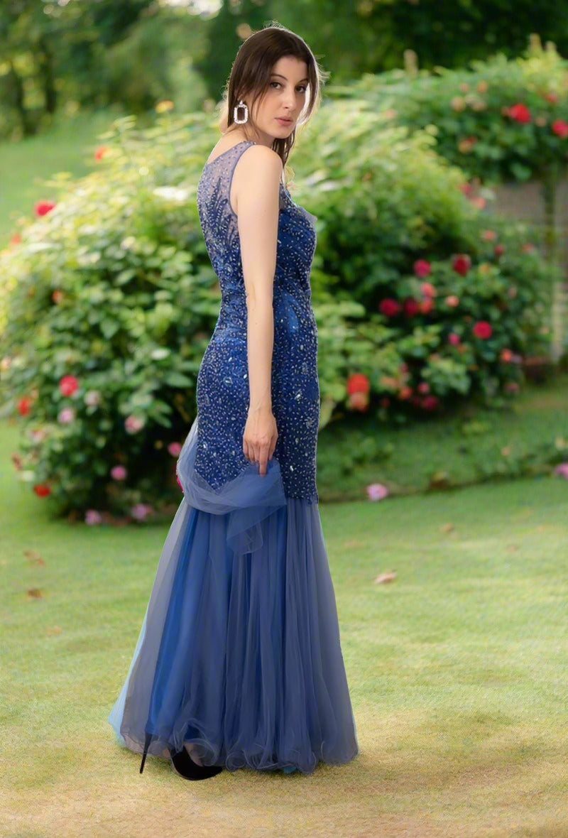 Royal blue beaded dress