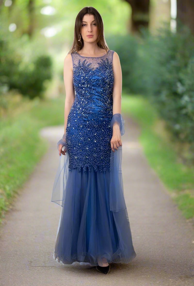 Royal blue beaded dress