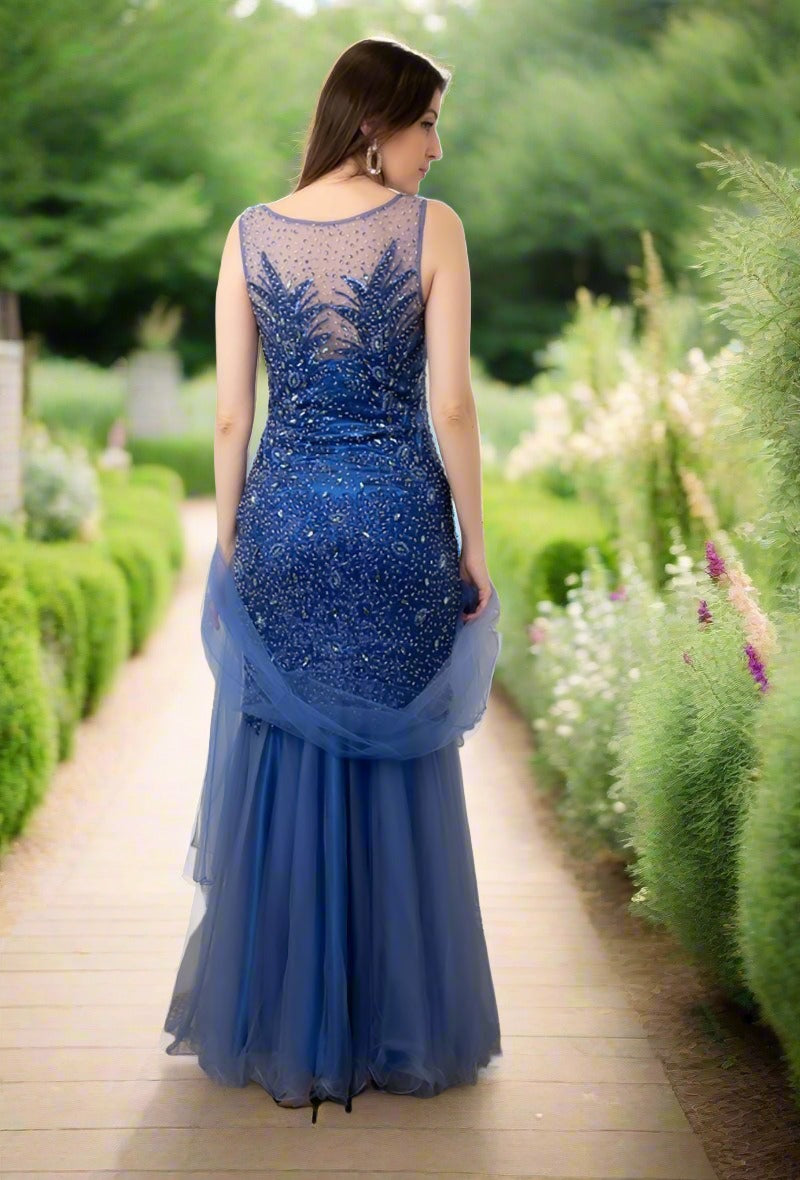 Royal blue beaded dress