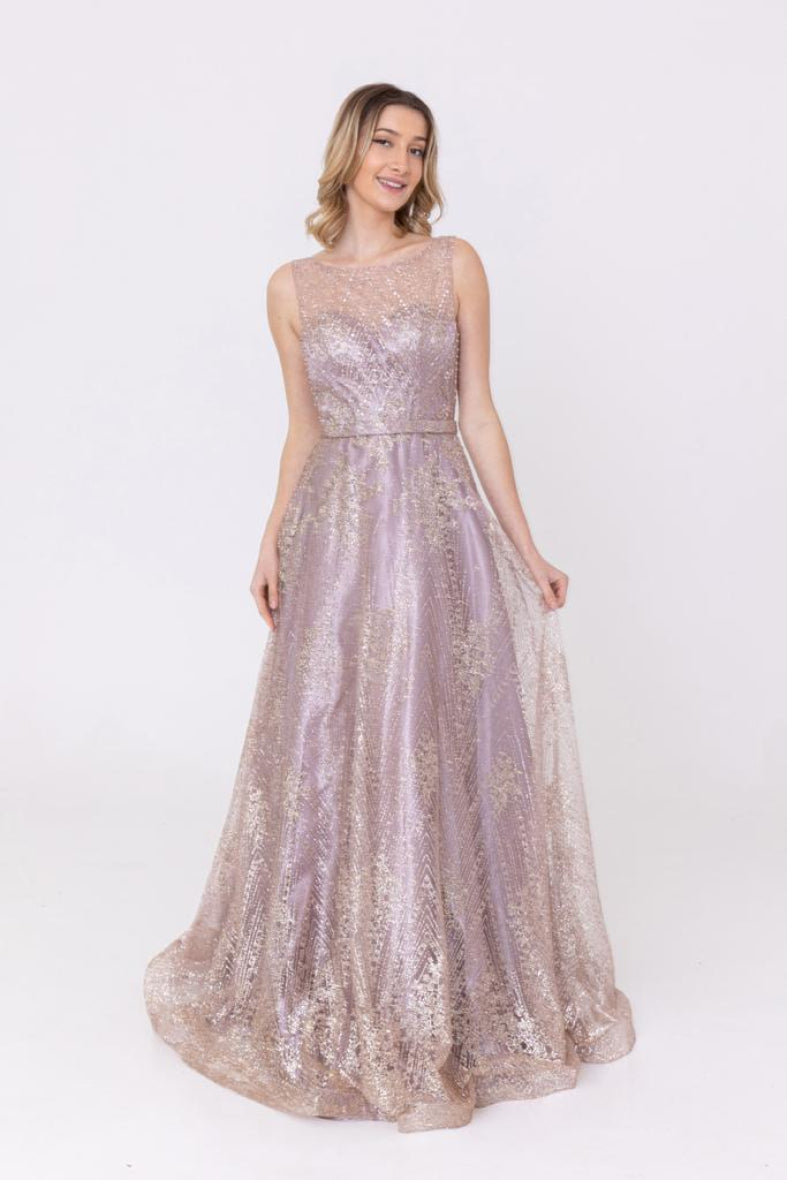 Lilac and gold long dress