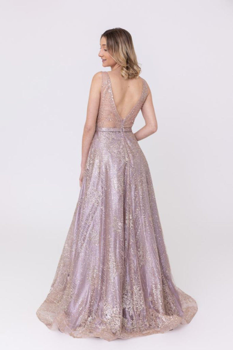 Lilac and gold long dress