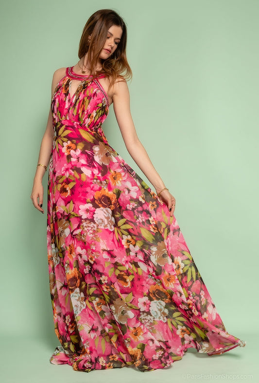 Long flowing flower dress