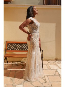 Champagne  fully beaded dress