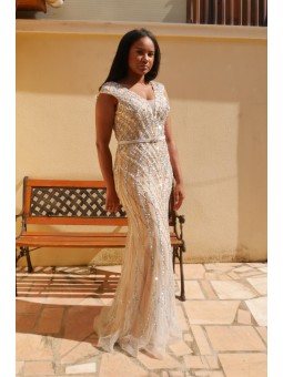 Champagne  fully beaded dress