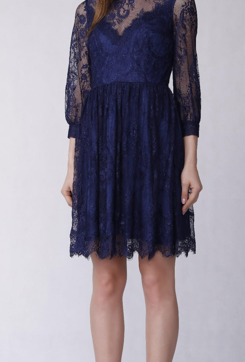 Lace skater dress with sweetheart neckline