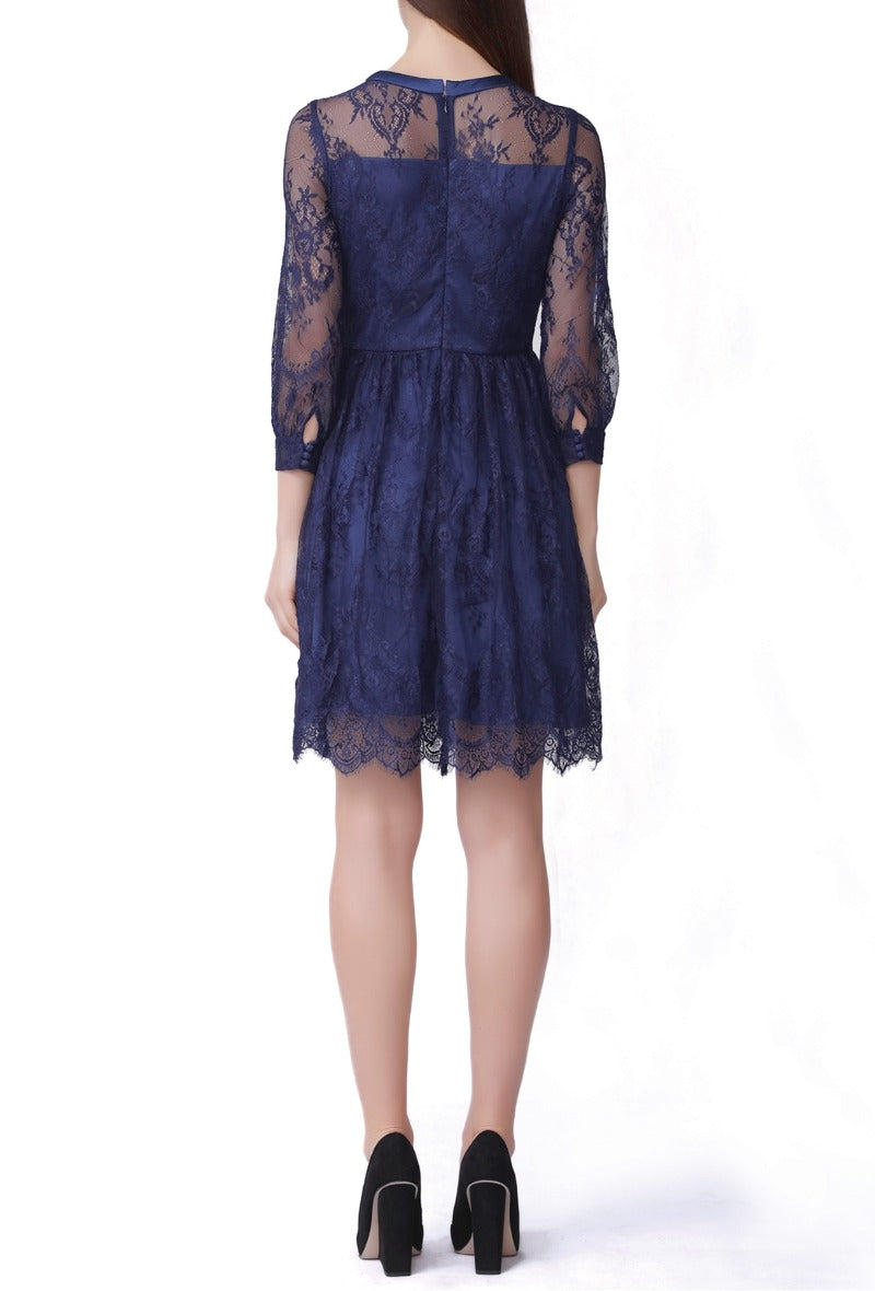 Lace skater dress with sweetheart neckline