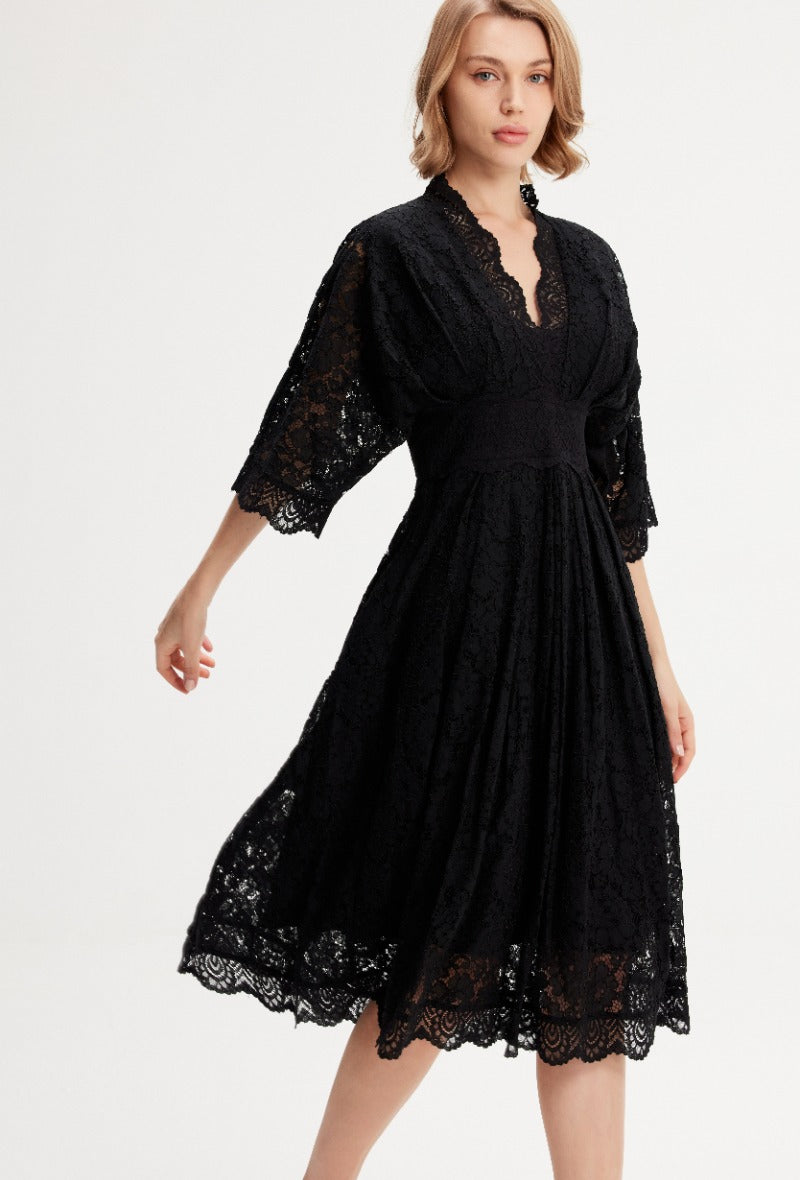 Lace dress with kimono sleeves