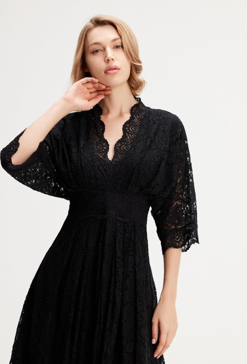 Lace dress with kimono sleeves