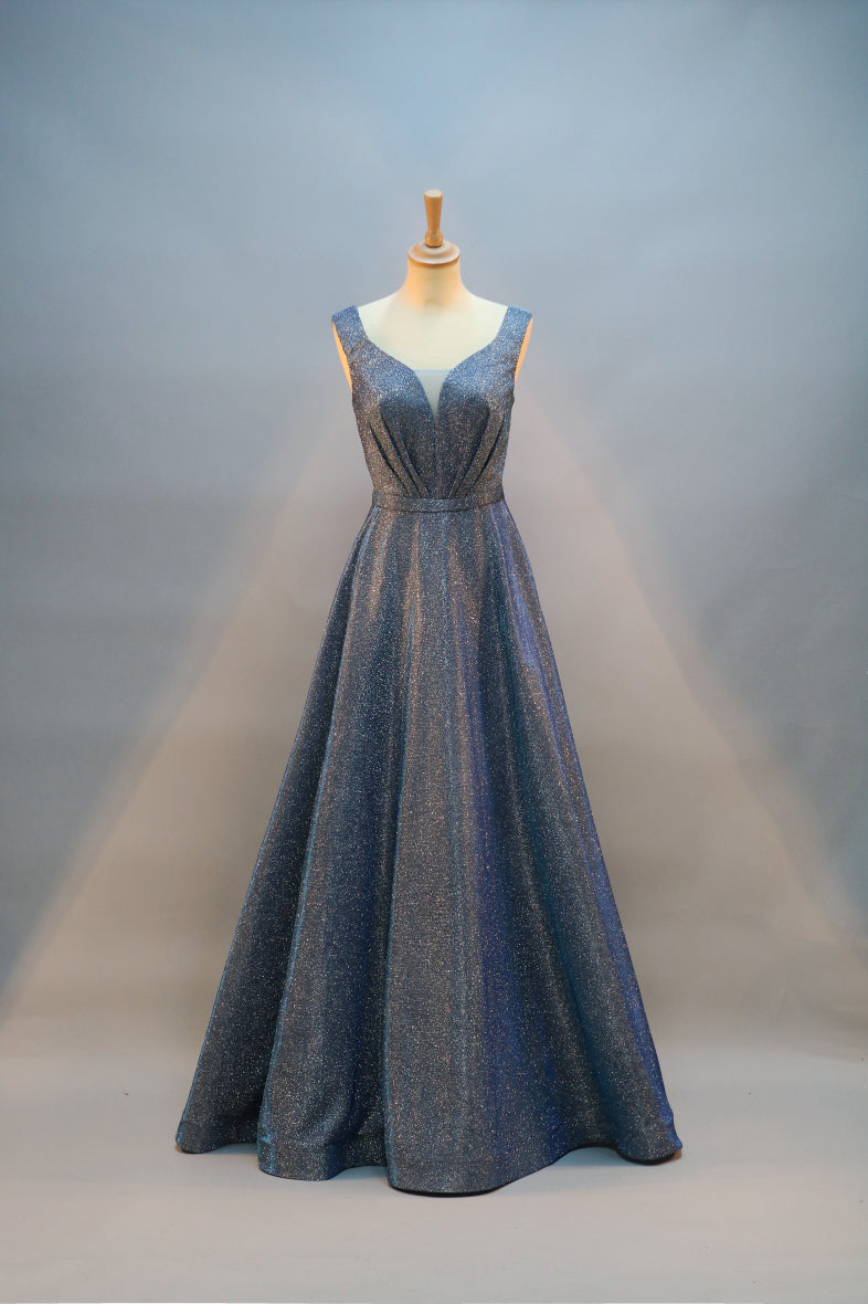 Blue Sparkle Ball Gown Big Sizes