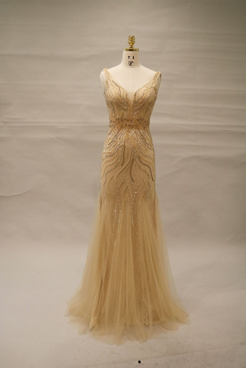 Hand beaded Gold dress