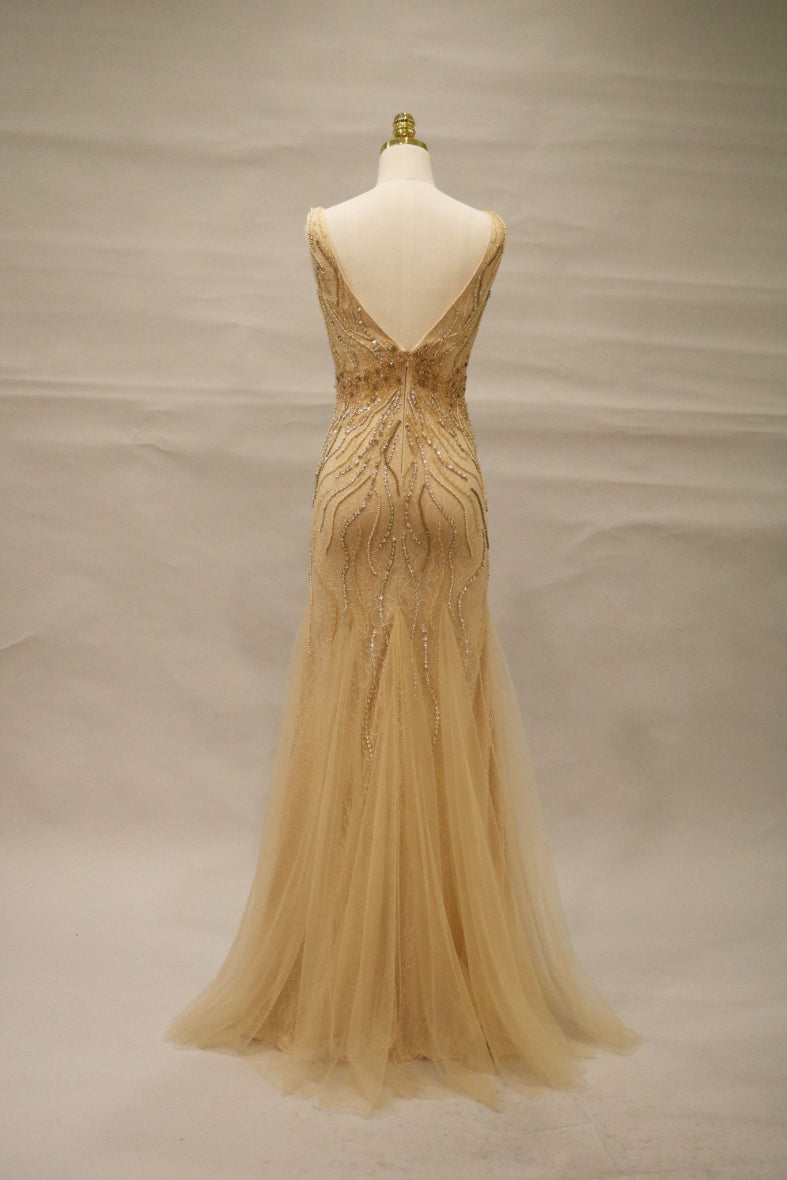 Hand beaded Gold dress